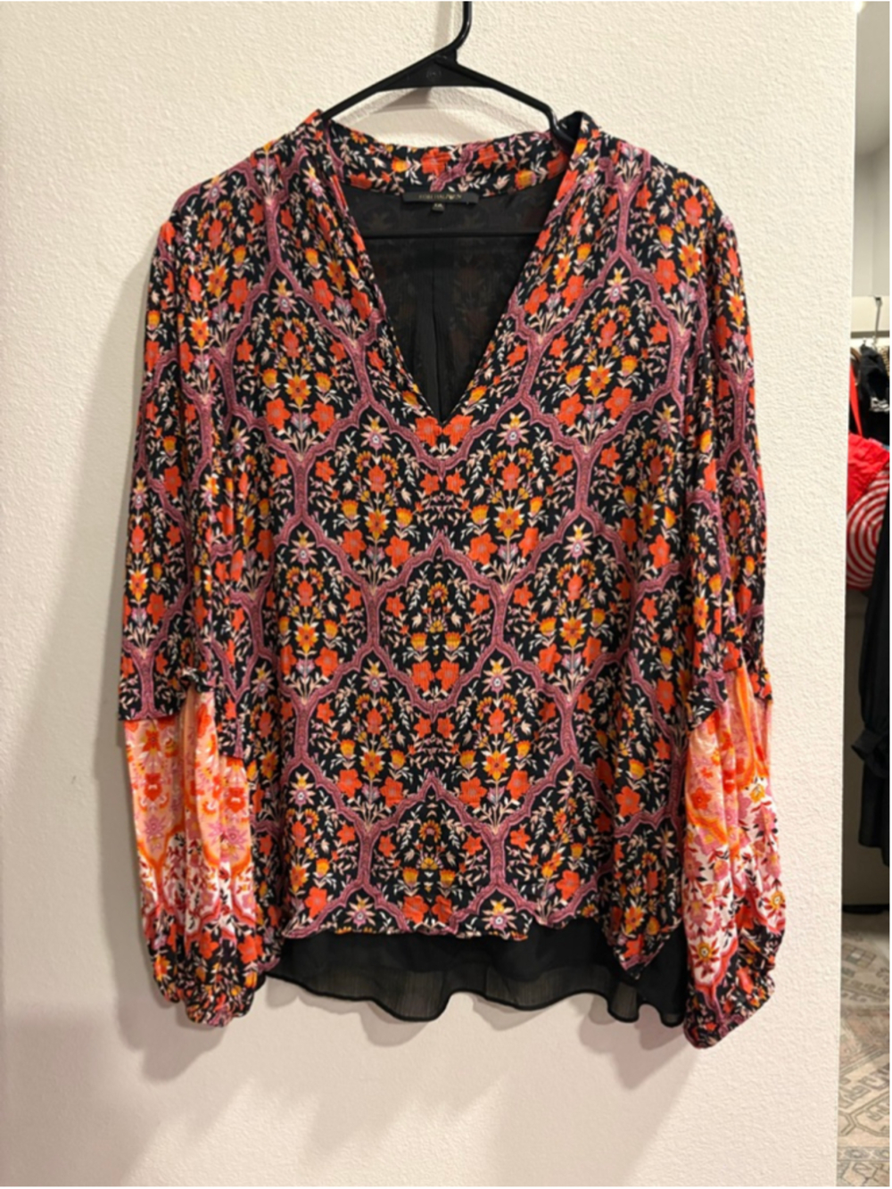 Kobi Halperin Floral Boho Balloon Sleeve Blouse XXL